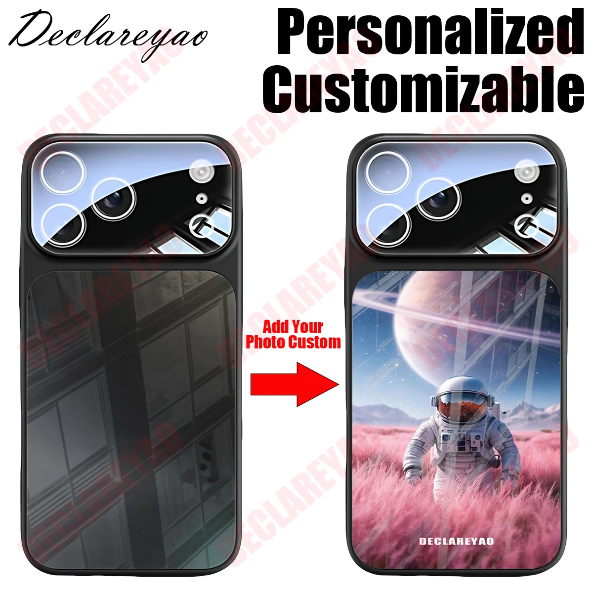 Coque de téléphone en verre trempé personnalisée DECLAREYAO pour Apple iPhone 17 Air 16 15 14 Plus 13 12 11 Pro Max – Housse rigide antichoc