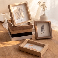 Wooden Frame DIY 3D Dried Flower Photo Frames Stand for Home Decor Desktop Ornment Photo Mini Frame Wall Hanging Photo Holder