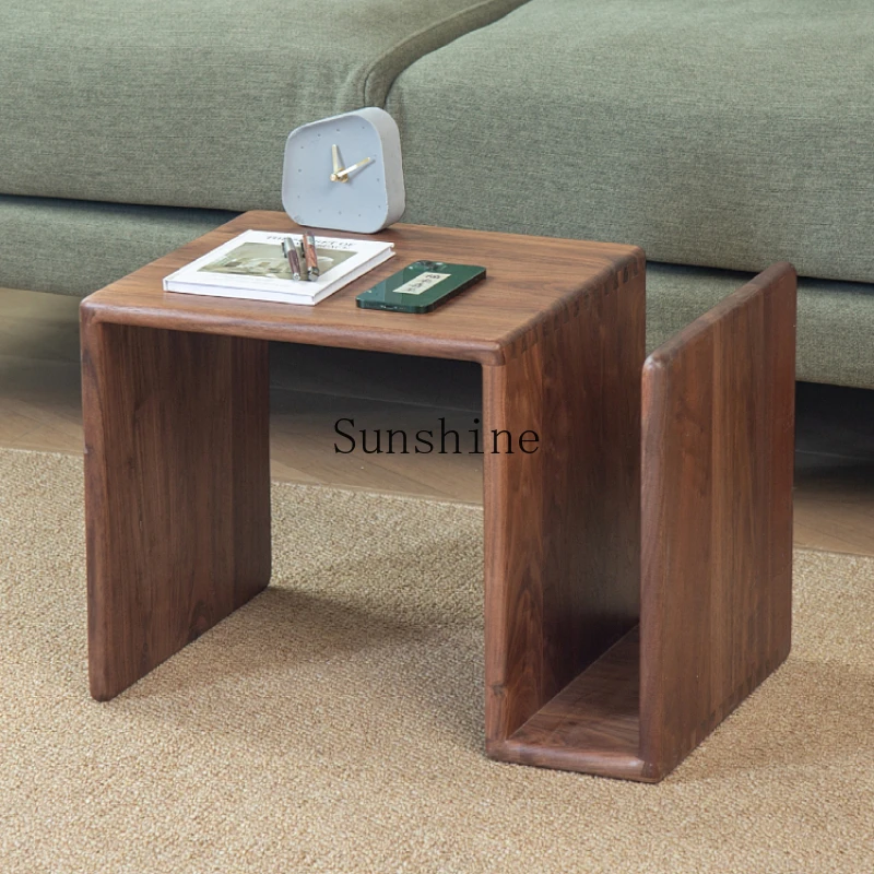 Nordic North American black walnut simple solid wood corner few living room multi-functional small side table cherry wood