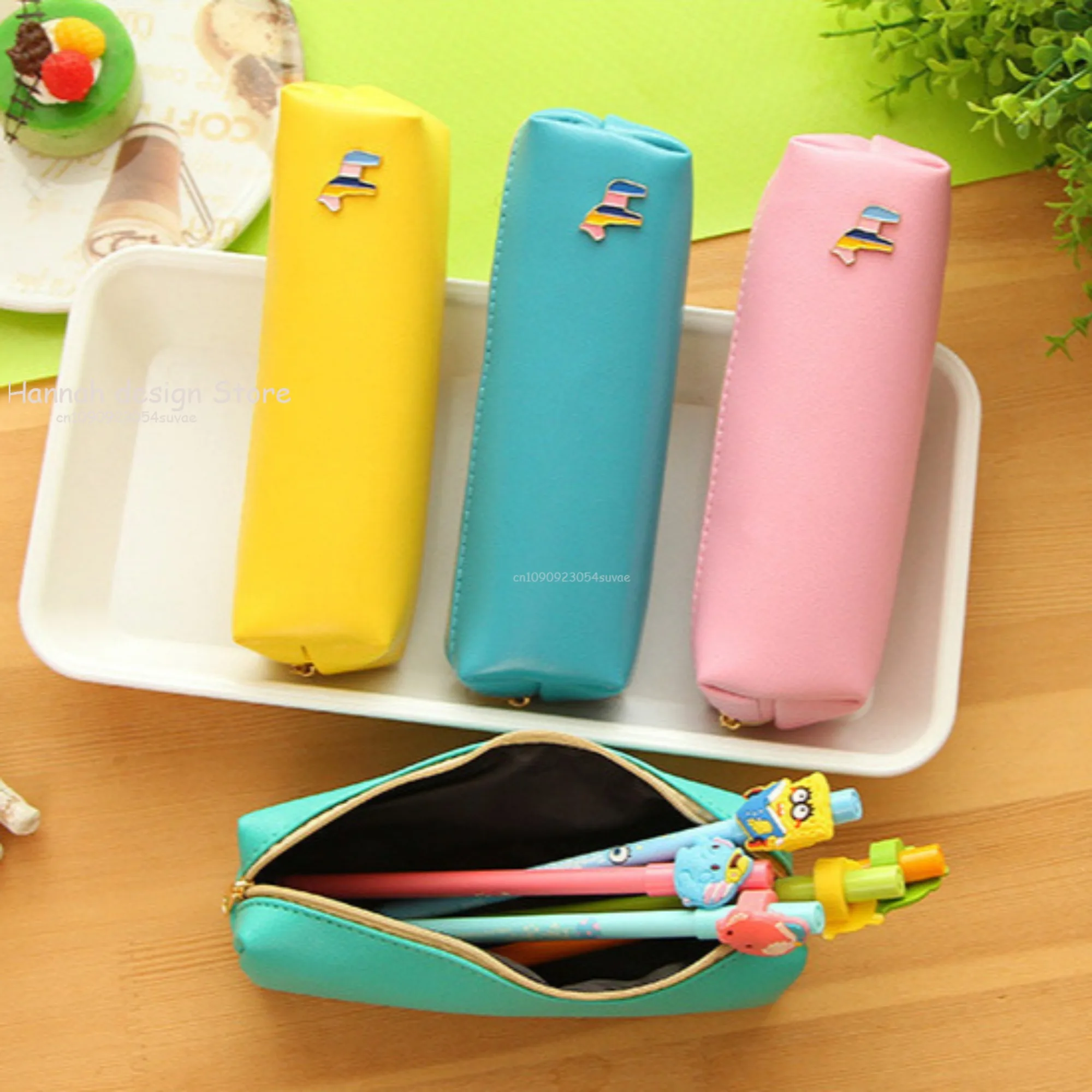 Small Fresh Korean Version Candy Color Horse PU Leather Pencil Case Stationery Storage Bag Student Pencil Bag