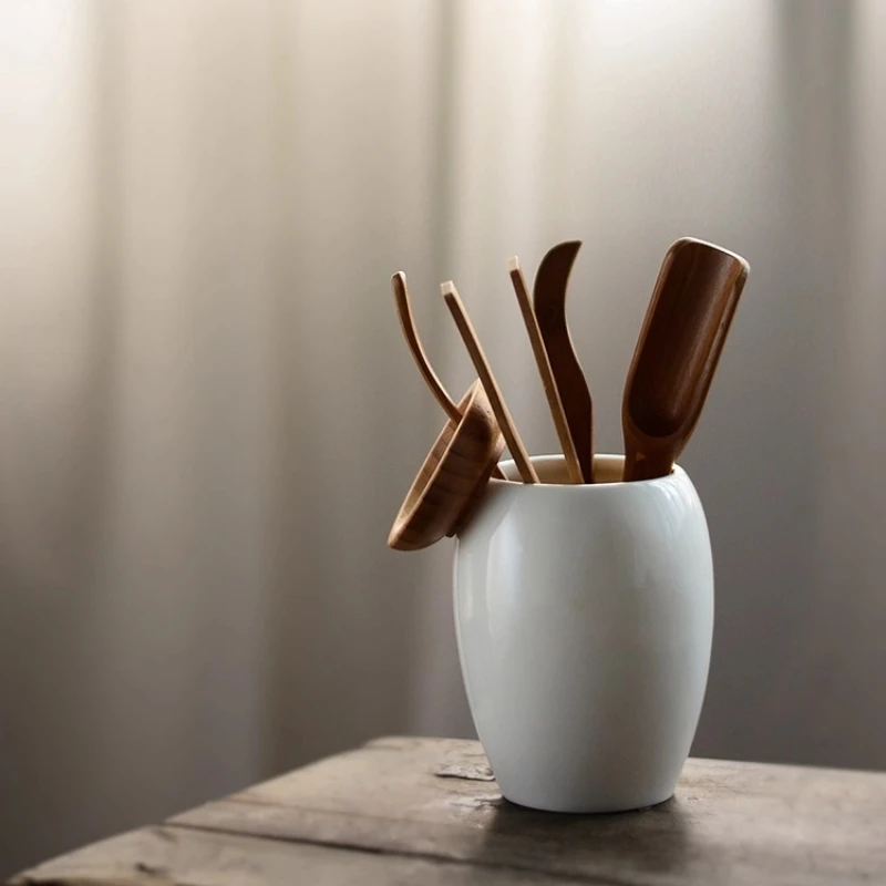 

White Porcelain Tea Ceremony Six Gentlemen Tea Brewing Set Creative Kung Fu Tea Accessories Supplies Collection