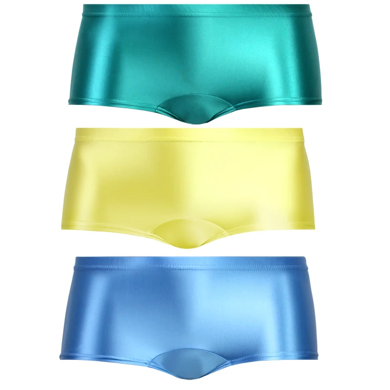 

Men's Sexy High-Elastic Boxer Silky Oil Shine Tight Low-Rise Safety Shorts mens boxers
