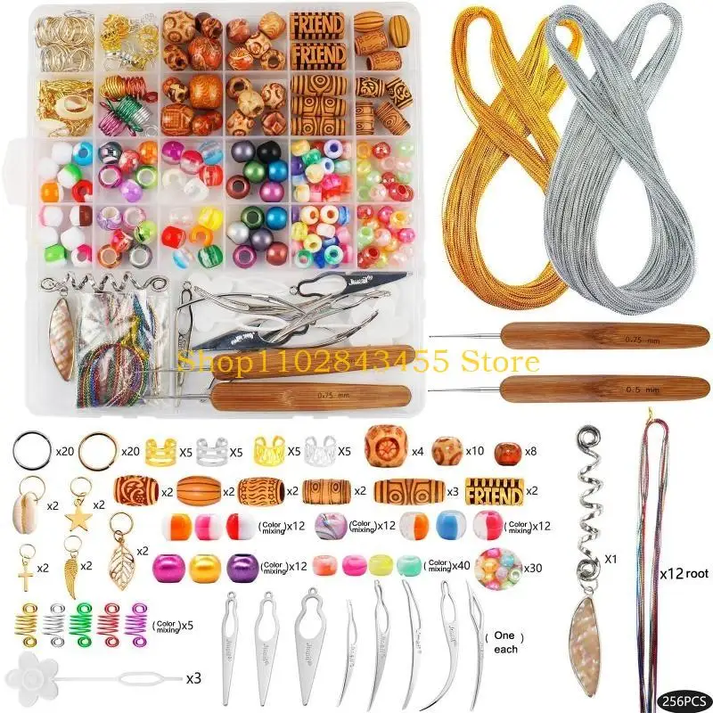 

49MC Metal Hair Cuffs DreadlocksCrochet Hook Hair Tube Bead Hair Coils Ring