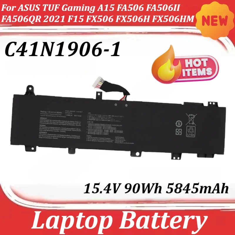 SWZY C41N1906-1 15.4V 90Wh 5845mAh Laptop Battery For ASUS TUF Gaming A15 FA506 FA506II FA506QR 2021 F15 FX506 FX506H FX506HM