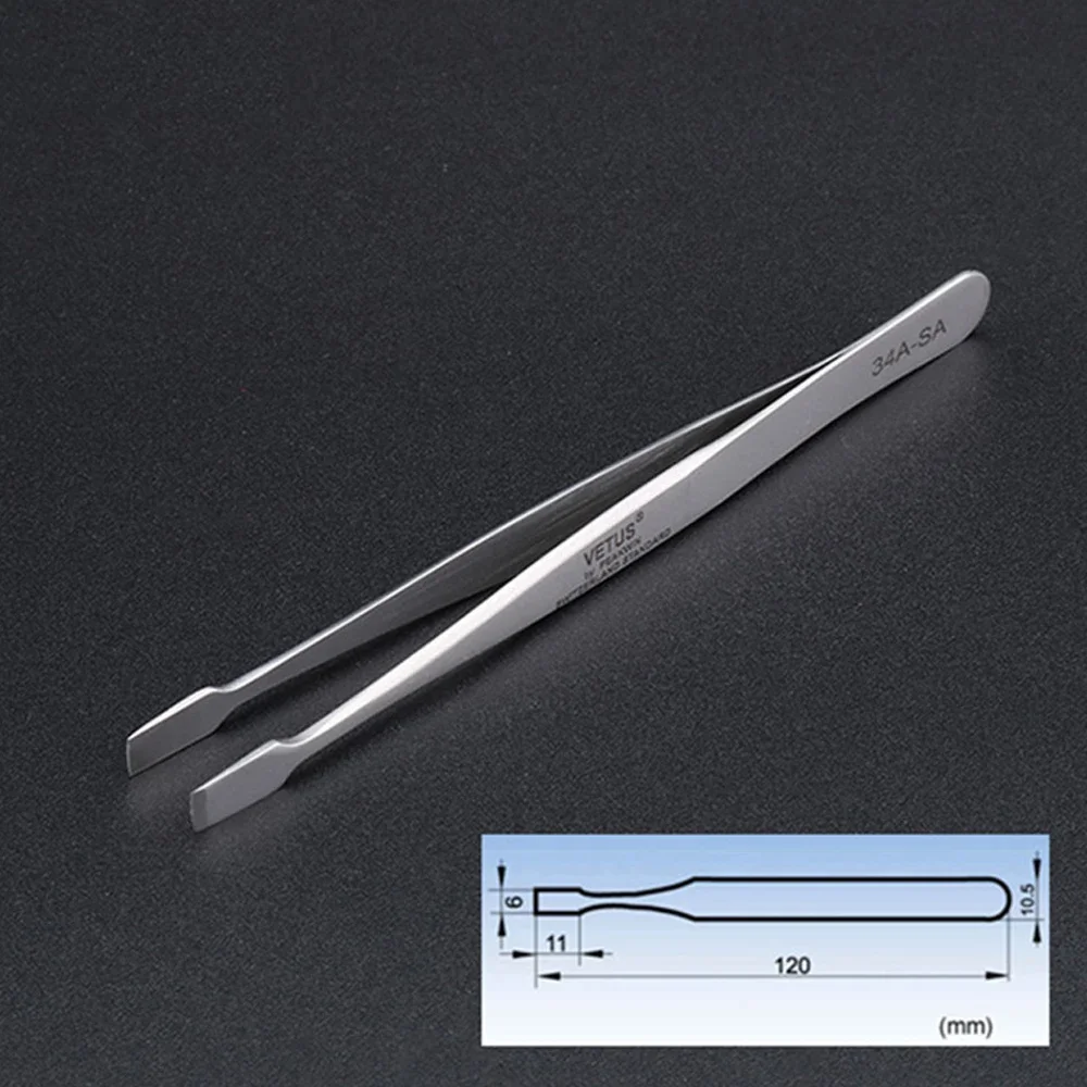 VETUS 34A-SA Stainless Steel Ultra-fine High-precision Tweezers for Laboratory Medical Clamping Electronic Industry Tweezers