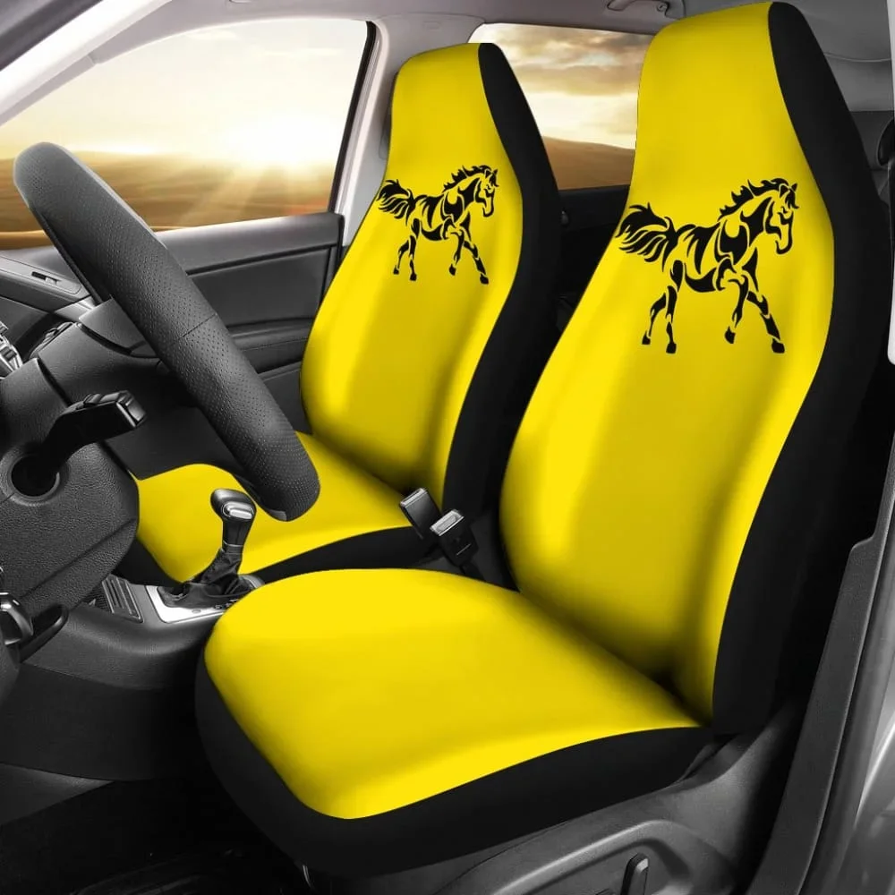 Horse Silhouette Yellow Car Seat Covers 211602,Pack of 2 Universal Front Seat Protective Cover