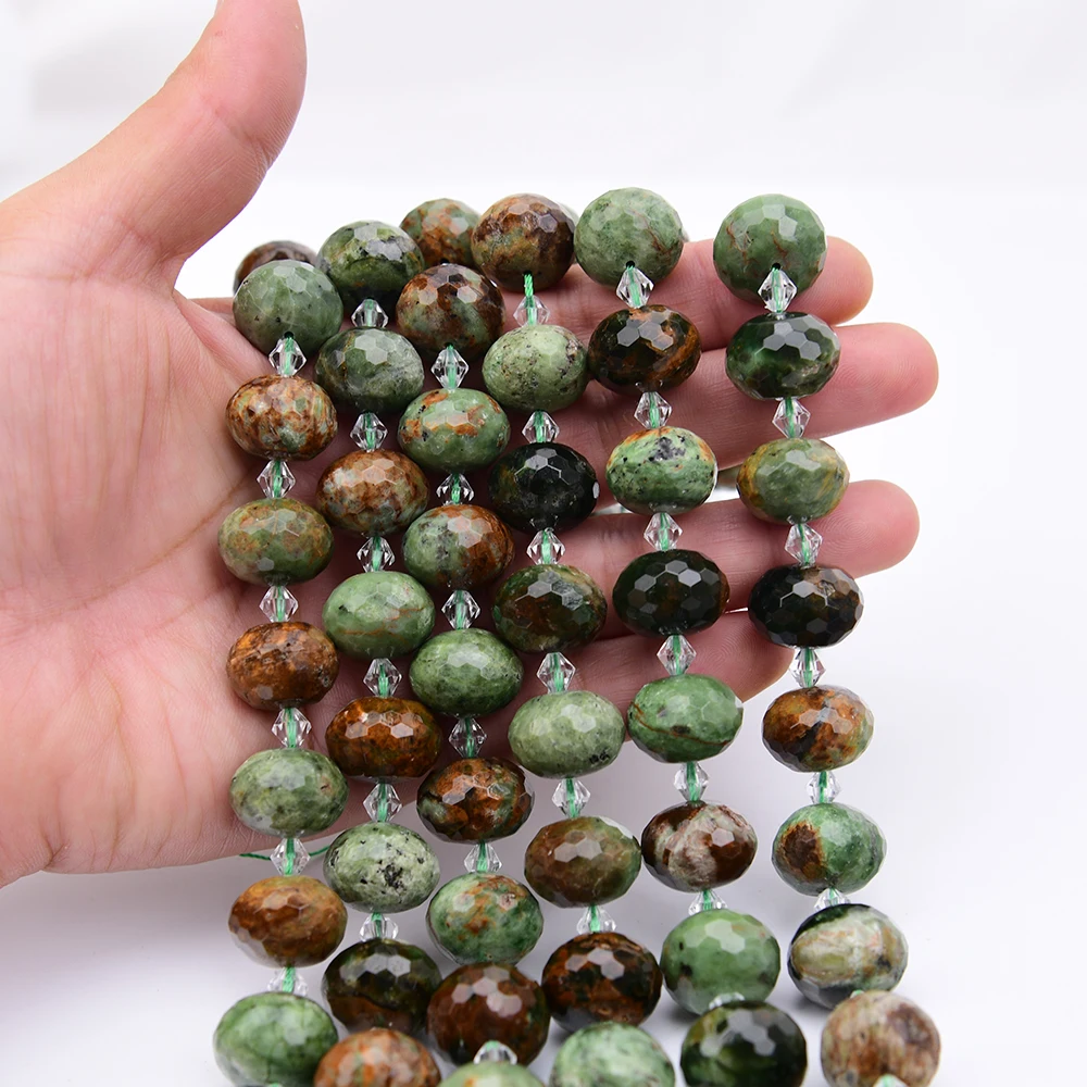APDGG Big Size 13x18mm Natural Green Opal Faceted Abacus Shaped Nugget Loose Beads 15'' Strand Jewelry Making DIY