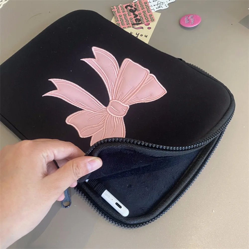 

Pink Bow Tablet Sleeve Bag 11/13/15 Inch Protective Laptop Pouch Black Fall Prevention Computer Storage Bag Girl