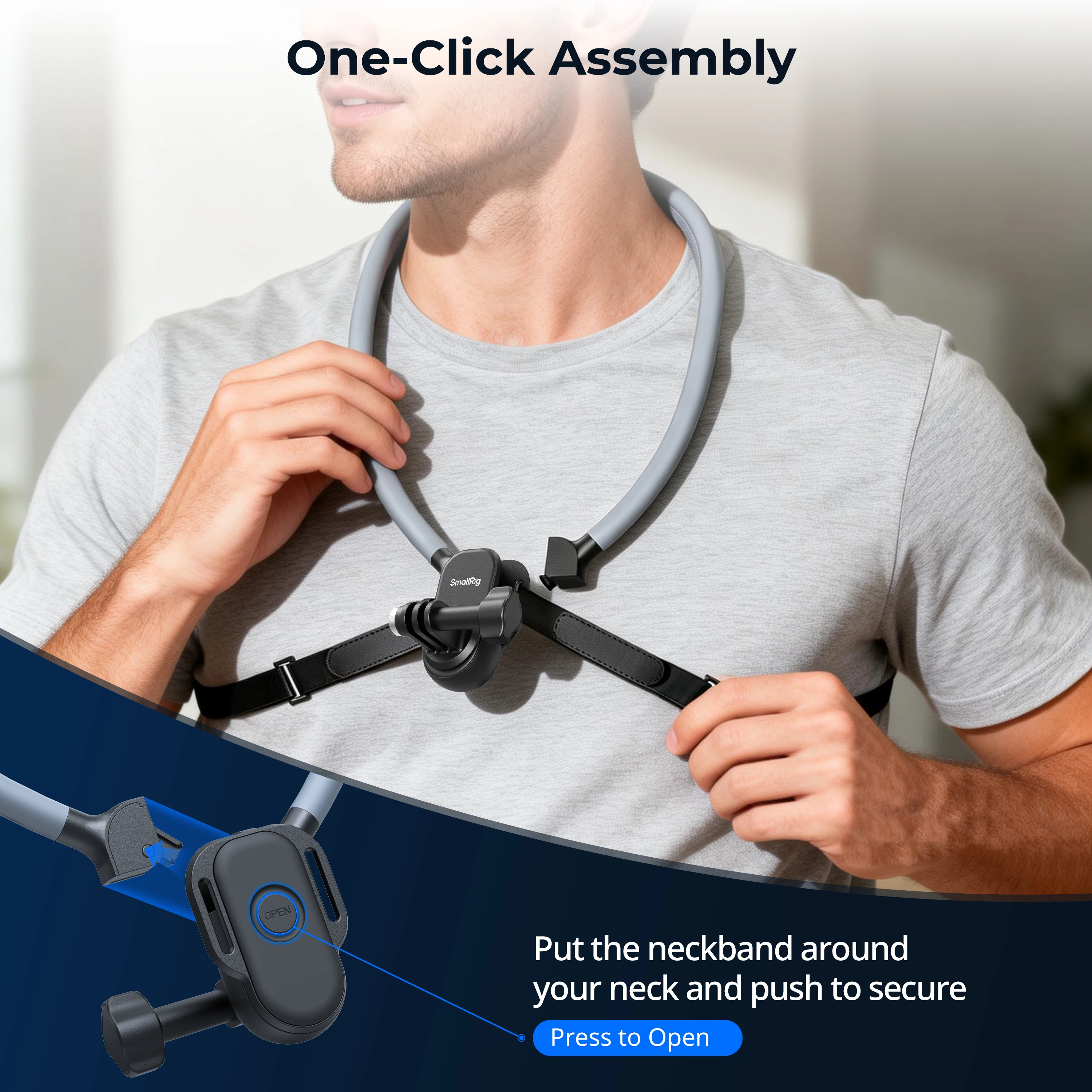 Uchwyt na szyję SmallRig do kamer sportowych GoPro, Insta360, DJI OSMO Action, uniwersalny z paskiem -5596 — zdjęcie produktu 3