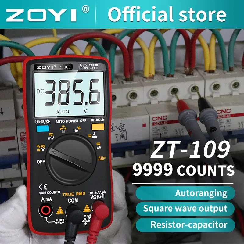 ZOYI ZT109/111 Digital Multimeter Electrical Tester 6000 Counts Auto-Ranging LCD Display for DC/AC Current and Voltage Measureme