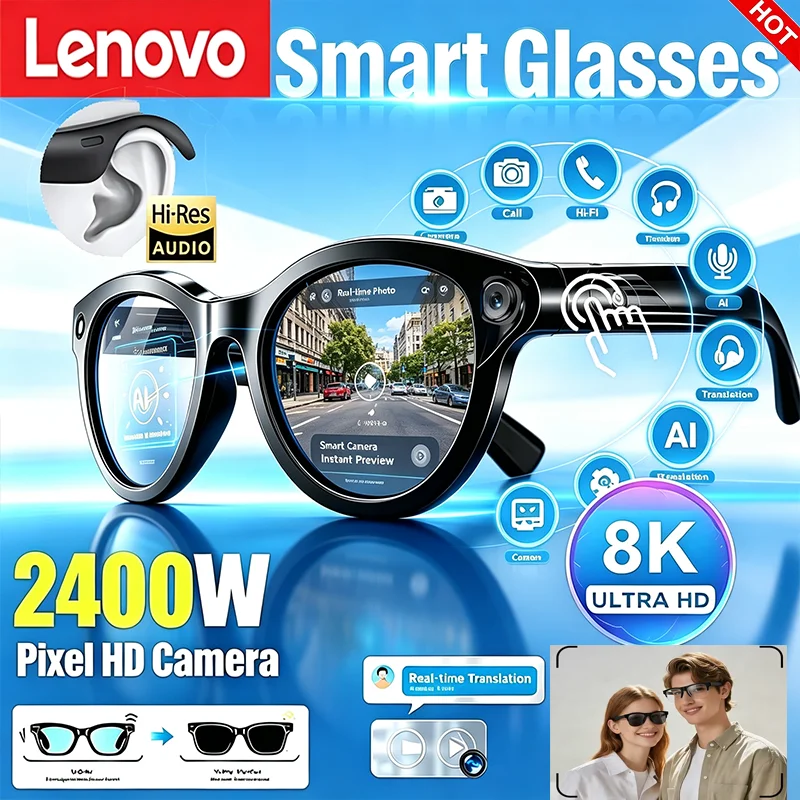 Smart Glasses Lens - Occhiali Intelligenti Lenovo 8K Bluetooth con