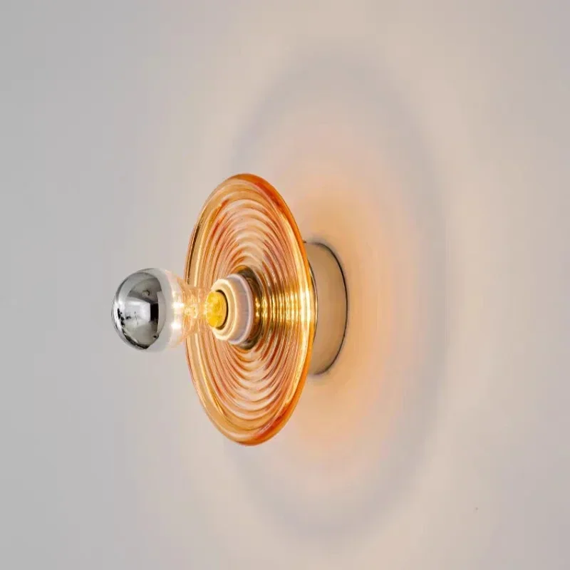 Nordic LED Wall Lamp Water Ripple Glass Design for Bedroom Bedside Living Room Study Ambiance Lighting Home Decor Sconces