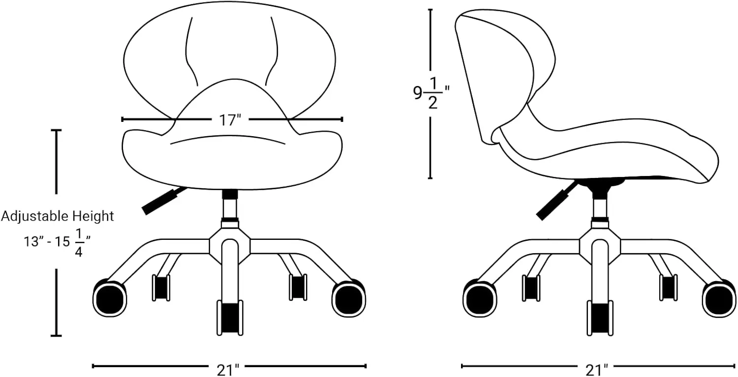 Sgabello corto HugoII (cucito con diamante Cappuccino), sedile girevole con altezza regolabile 13 "-15", perfetto per la sala giochi dei bambini, casa