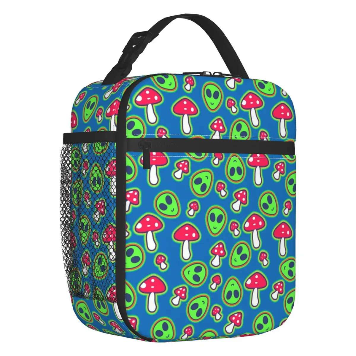 

Aliens And Shrooms UFO Sci Fi Space Pattern Lunch Box for Women Leakproof Cooler Thermal Food Insulated Lunch Bag Kids School
