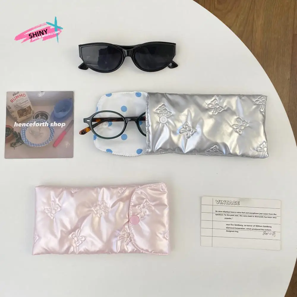 

Cotton Filled Glossy Glasses Bag Korean Style Pressure Resistant Sun Glasses Protective Cover Press Buckle Lightweight