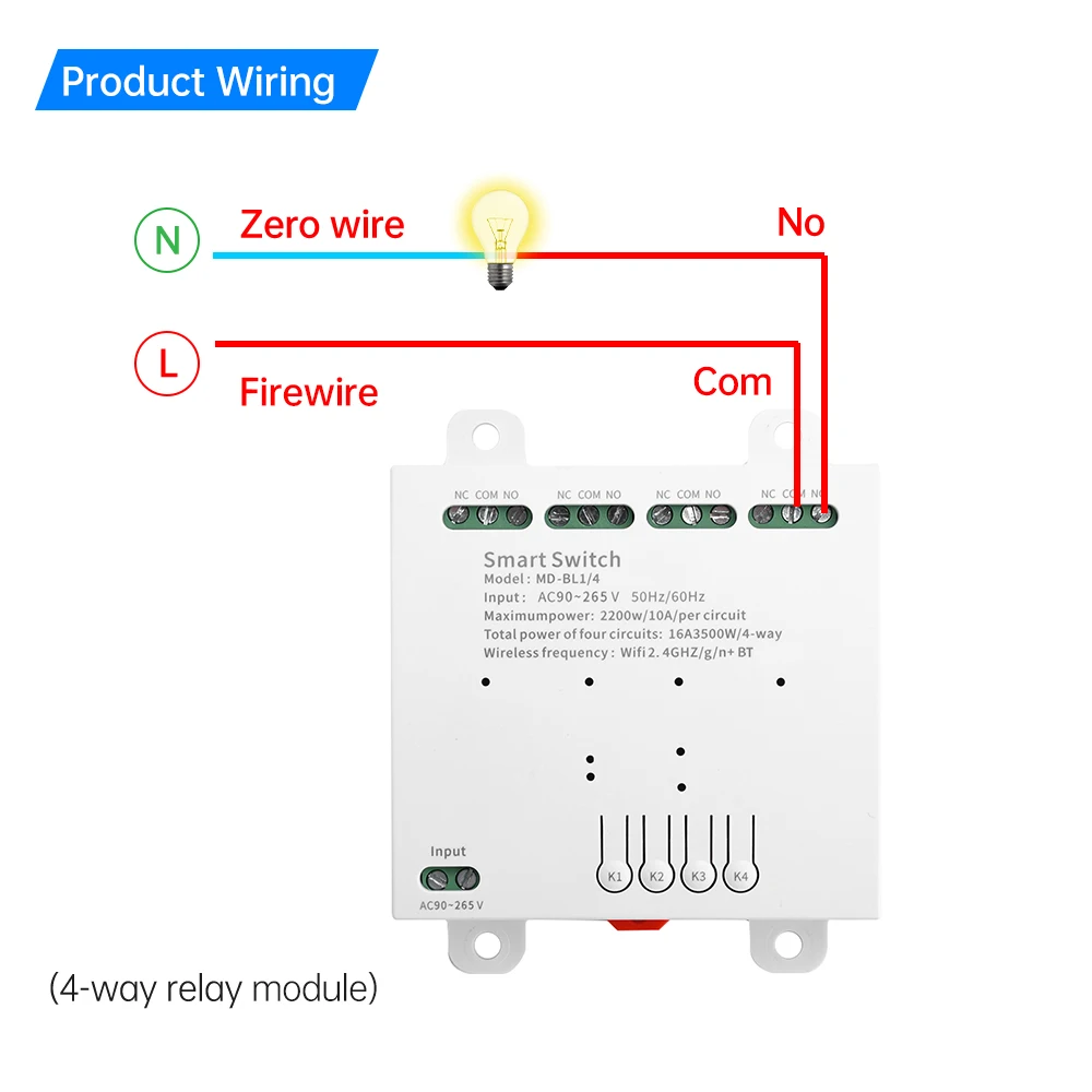Smart Remote Control Wifi Switch Module 3/4CH Relay AC90-265V Inching Self-locking Receive Smart Home Remote Control for eWeLink