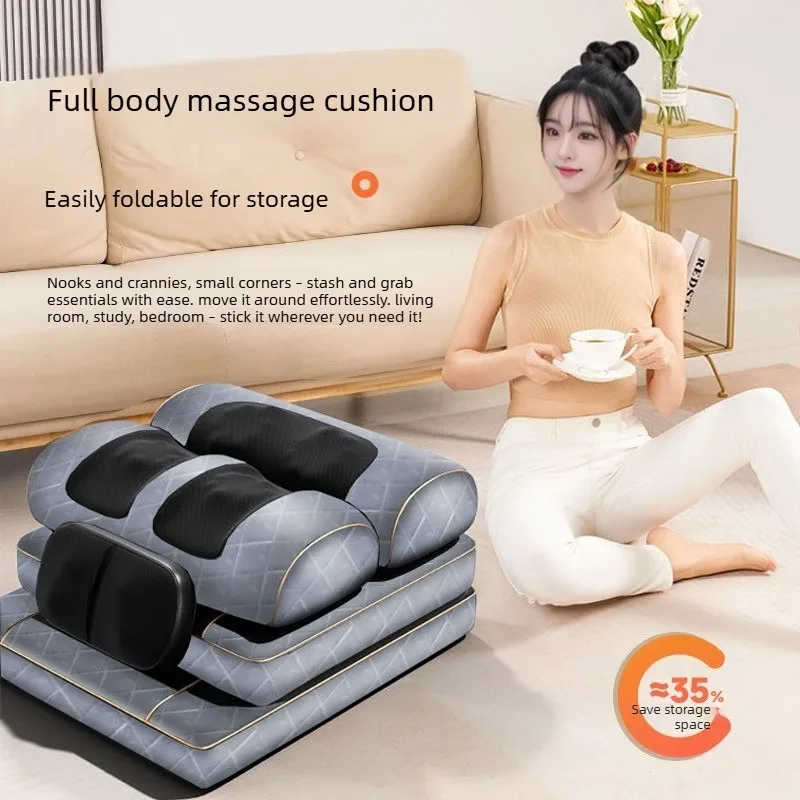 Electric Massage Mattress Full Body With Heating Hand Control Vibration Kneading Device For Neck Back Adjustable Waist Airbag