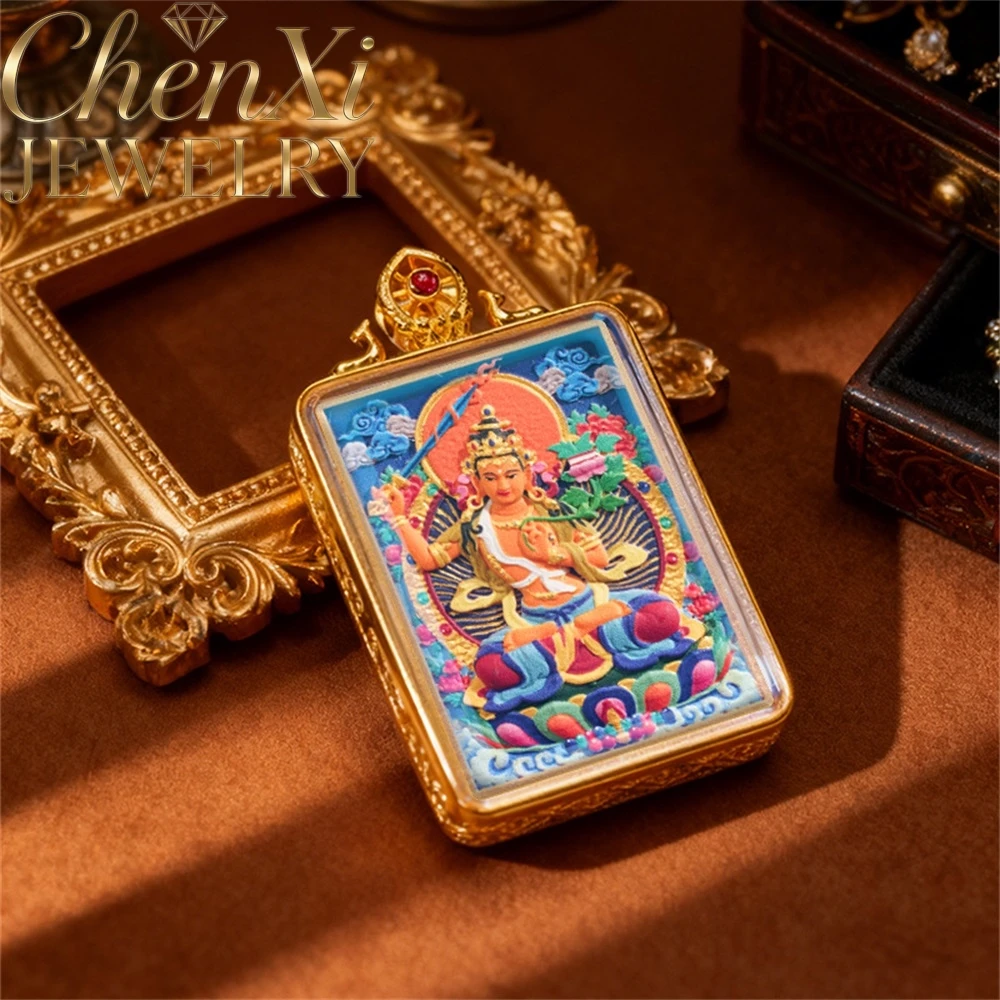 

Manjushri Bodhisattva, Zakiram, Amitabha Buddha, Great Sun Buddha, Thangka Pendant Luxury Quality Fashion Jewelry Exquisite Gift