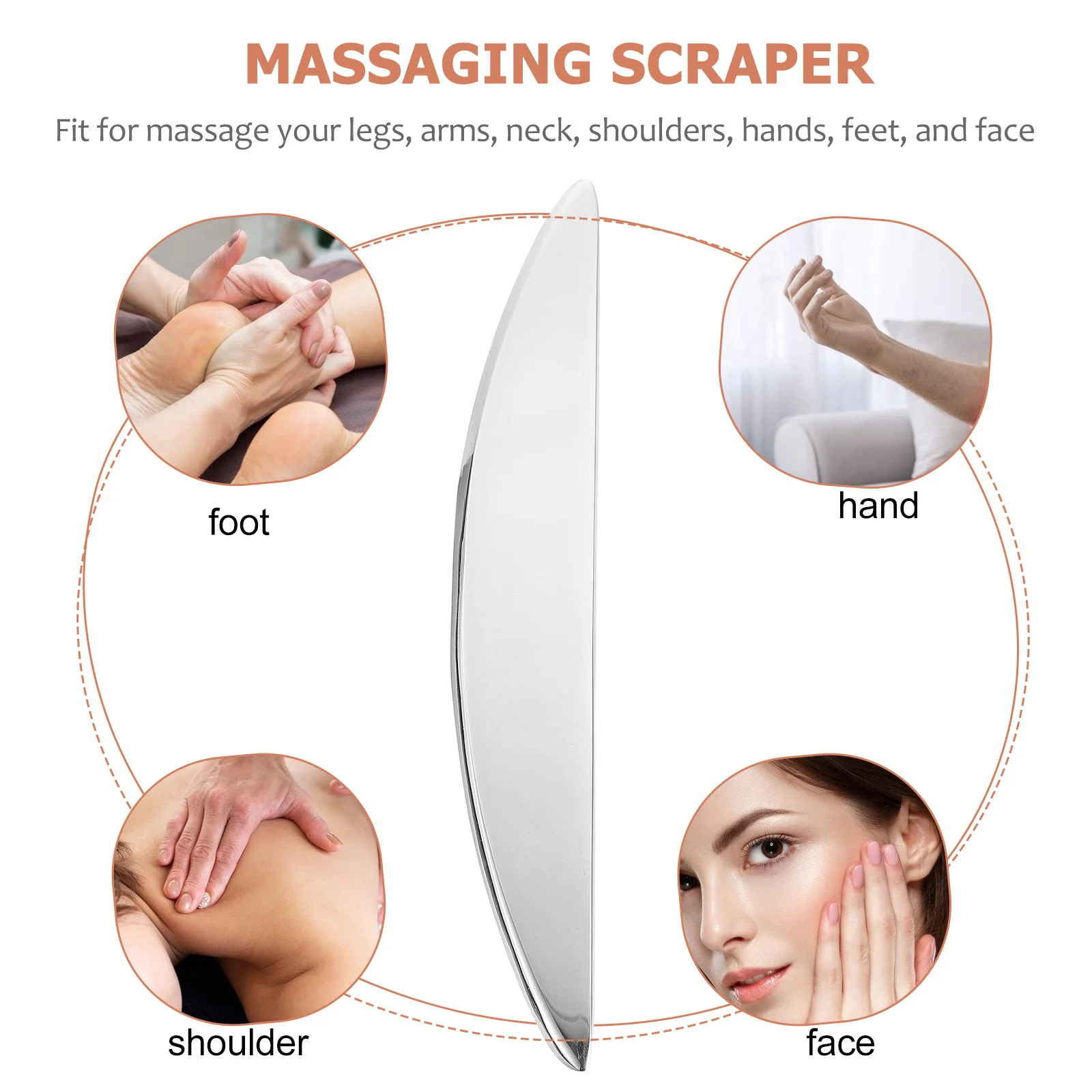 Stainless Steel Massaging Plate Scraper Tool for Face Neck Legs Arms Back Body Massage Therapy Massaging Plate