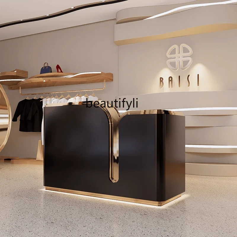

xx1Stainless steel clothing store checkout page cabinet Simple modern beauty salon Bar Nail salon Barber shop Reception desk