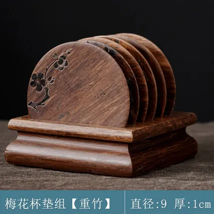 Plum tea pad 6 bamboo large tea mat set cup holder tea set accessories