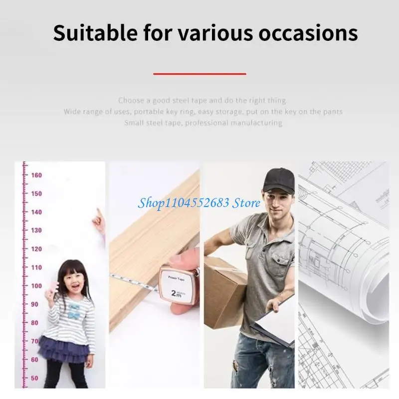 Y6GD Multipurpose Keychain Tape Measure Steel Tape Measuring Tool Portable Ruler Compatible for Accurate Length Calculation