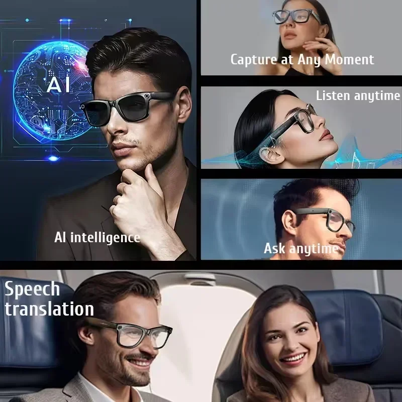 4K HD AI Smart Glasses Men 800W Pixel Camera Bluetooth Call 4GB WIFI Transmission Voice Assistant Smart Glasses 2026 New