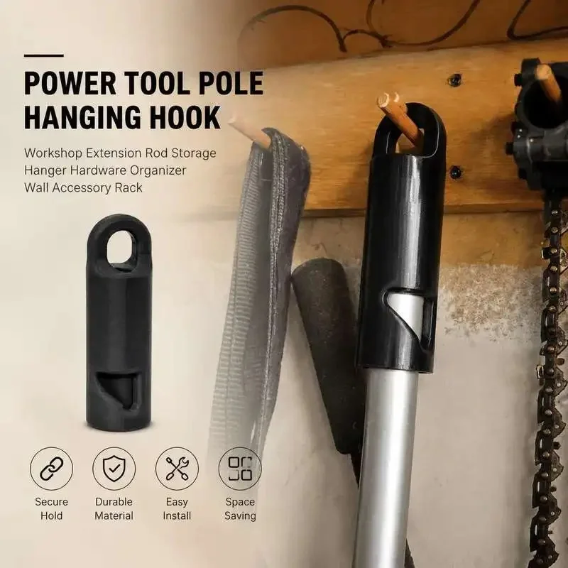 Wall Mount Hardware Storage Rack Workshop Extension Pole Holder Power Tool Shaft Hanging Hook
