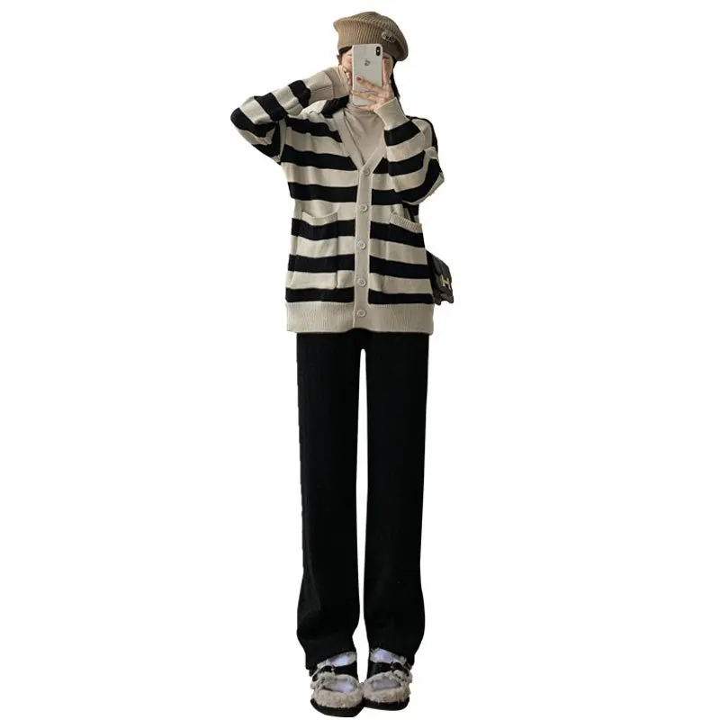 Chenier wide-leg pants women's autumn and winter 2025 new thickened narrow version straight casual wheat ear velvet pants childr