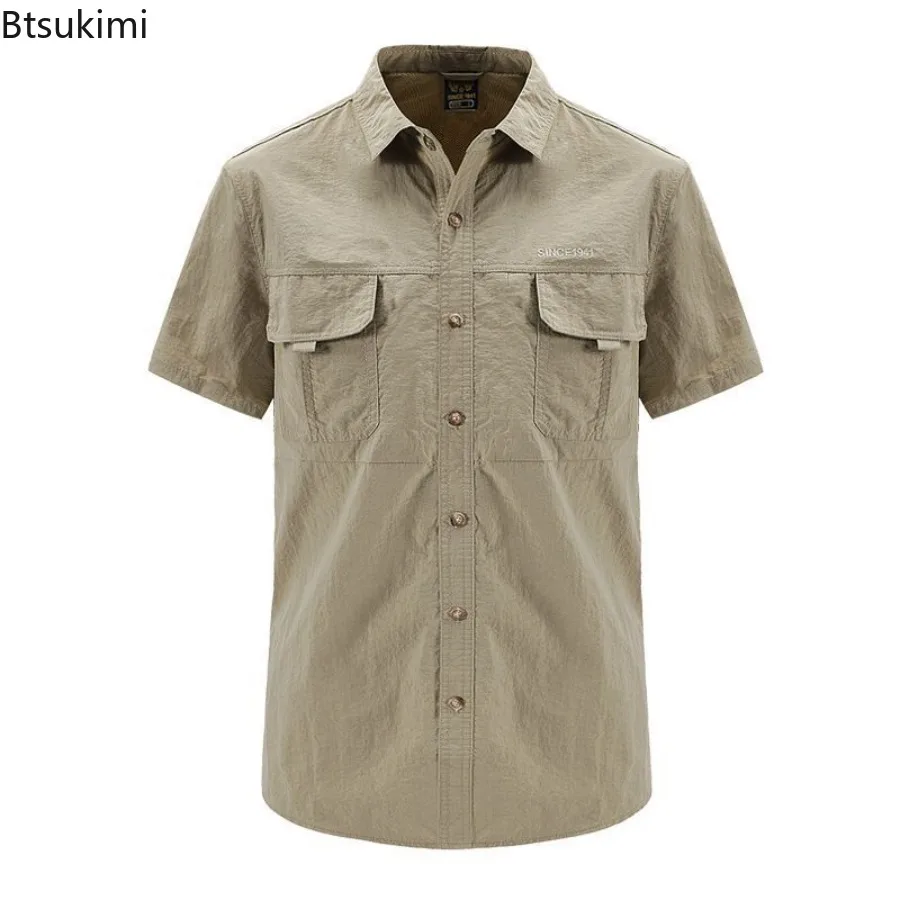 

Summer Breathable Tactical Shirts for Men Outdoor Hiking Camping Workout Casual Shirt Men's Comfy Work Wear Quick-Drying Blouse