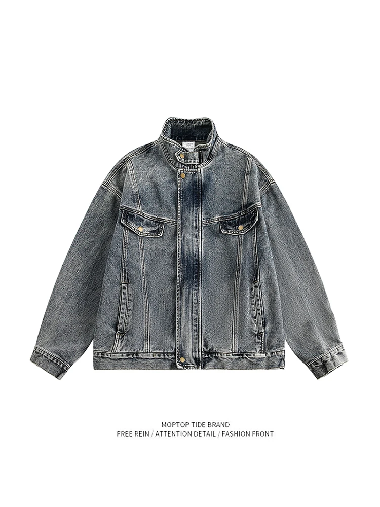 

Мужская джинсовая куртка Mr. WH American Waed в винтажном стиле, осенняя, модная, брендовая, свободного кроя, из полиэстера, молодежная, популярная