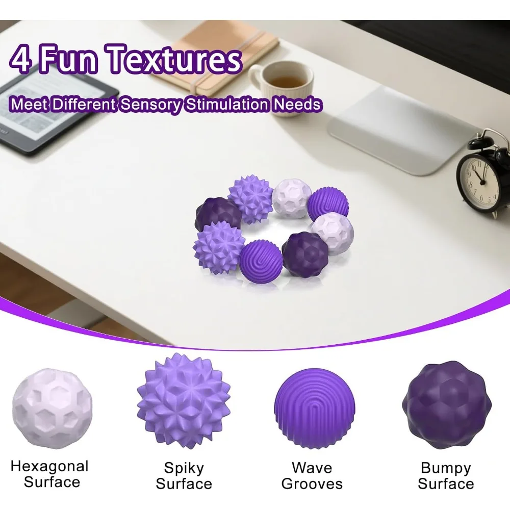 Silicone Magnetic Fidget Balls - 8Pcs Sensory Magnetic Silicone Balls Desk Toy for Stress Relief and ADHD Anxiety