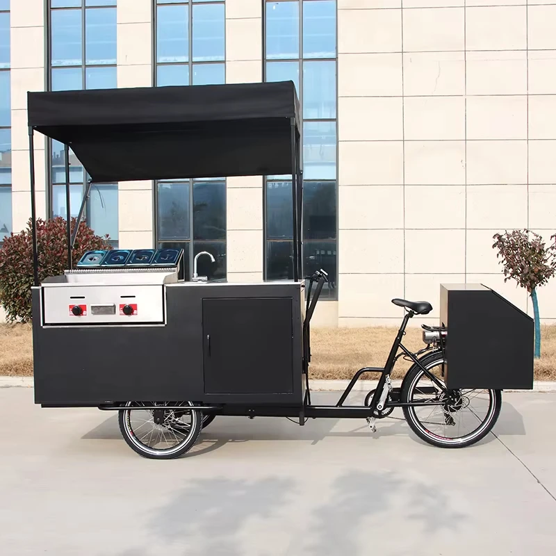 Outdoor city Retro Crepes bike Food Cart Bicycle Mobile Outdoor Cargo Bike Food Cart Tricycle Bicycle for Food Business