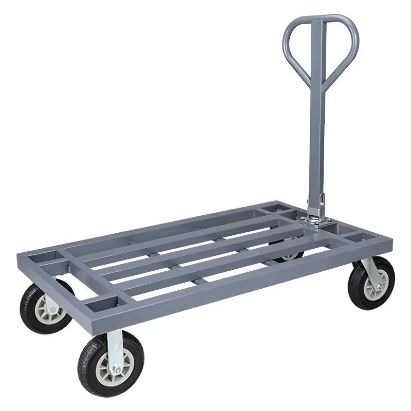 شاحنة مسطحة سحب شاحنة البضائع عربة صغيرة شاحنة دفع يدوية قابلة للطي محمولة منزلية صامتة خفيفة الوزن بأربع عجلات