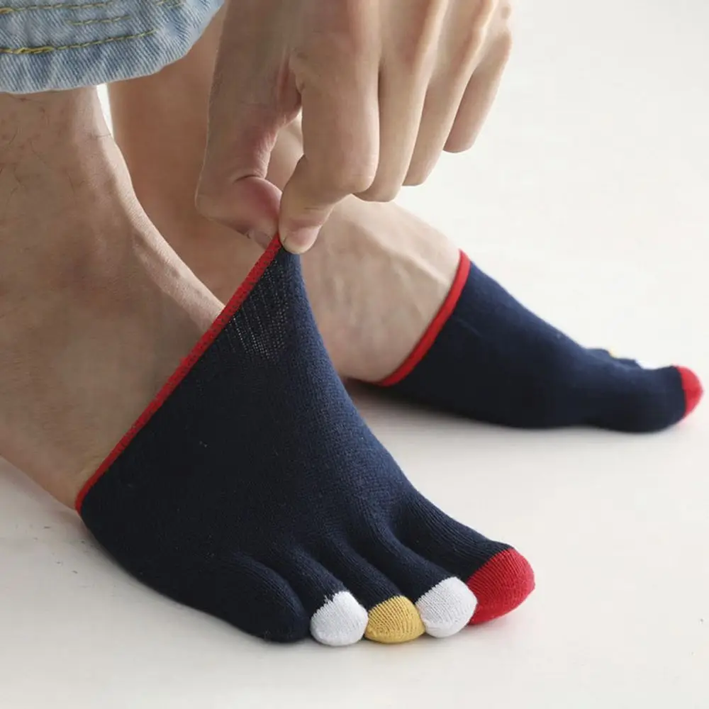 Chaussettes invisibles d'été antidérapantes fines pour hommes, couvre-orteils en coton, demi-pied, chaussettes à bout fendu, chaussettes à cinq doigts
