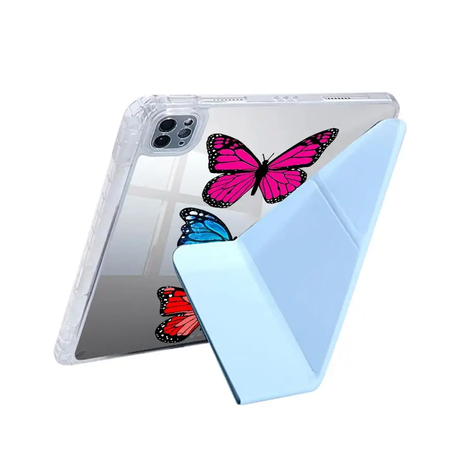 Colorful Butterflies Holder Cover Tablet Case For iPad Mini 6 7 Air 4 5 M3 M2 M4 11inch Pro 2025 Pro 11th 10th 9th 8th 12 Y-Fold