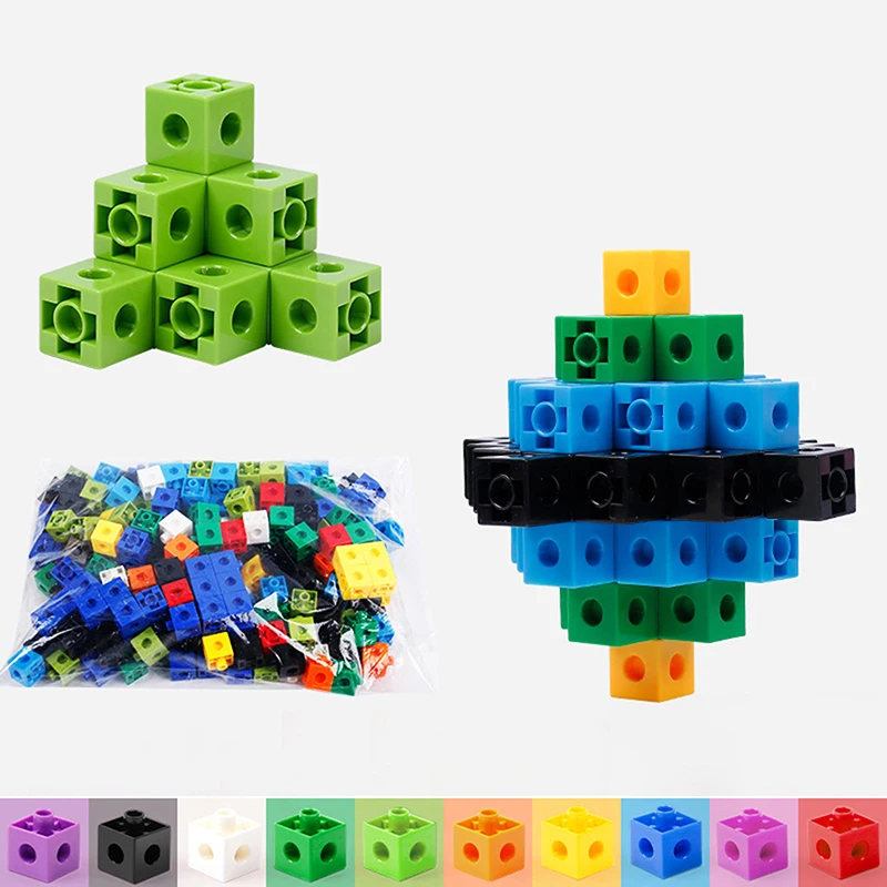 50/100Pcs Home School Preschool Connected Cube Toys For Mathematical Counting Plastic Counting
