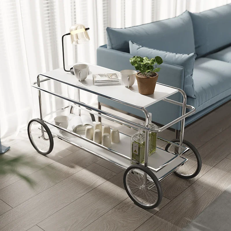 XK Antique Metal Bauhaus Stainless Steel Mobile Catering Cart Simple Home Wine Cart Storage