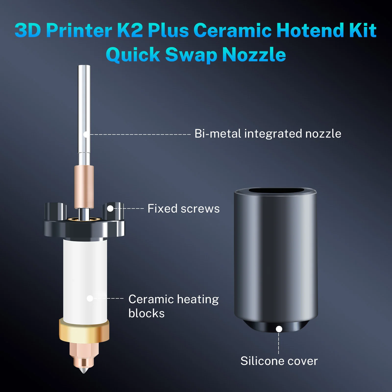 

For K2 PLUS Hotend Kit Hardened Steel Quick-swap Nozzle Ceramic Heating Block for Creality k2 plus Combo 3D Printer Parts