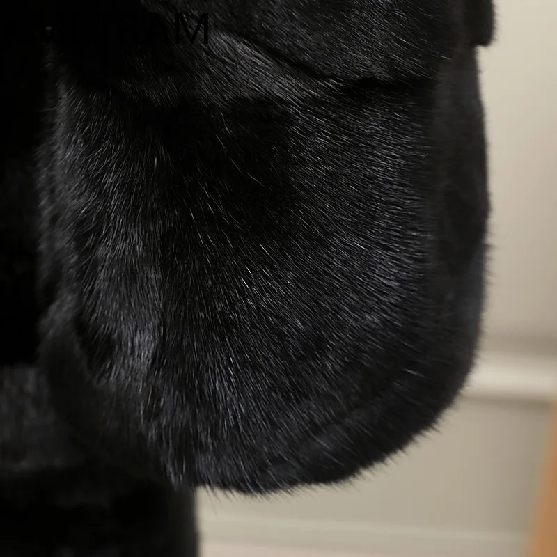 100% Mink Fur Jacket Woman Luxury Black Long Real Fur Coat with Hood 2025 High Quality Winter Clothes for Women шуба женская