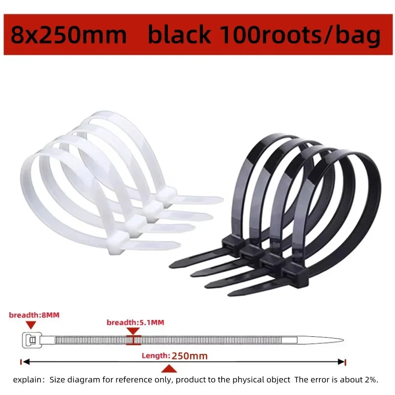 Adjustable Cables Fastening Loop Home Office Wire Ties cable ties 100PCS Plastic Nylon Cable Ties Self-locking Cord Ties Straps
