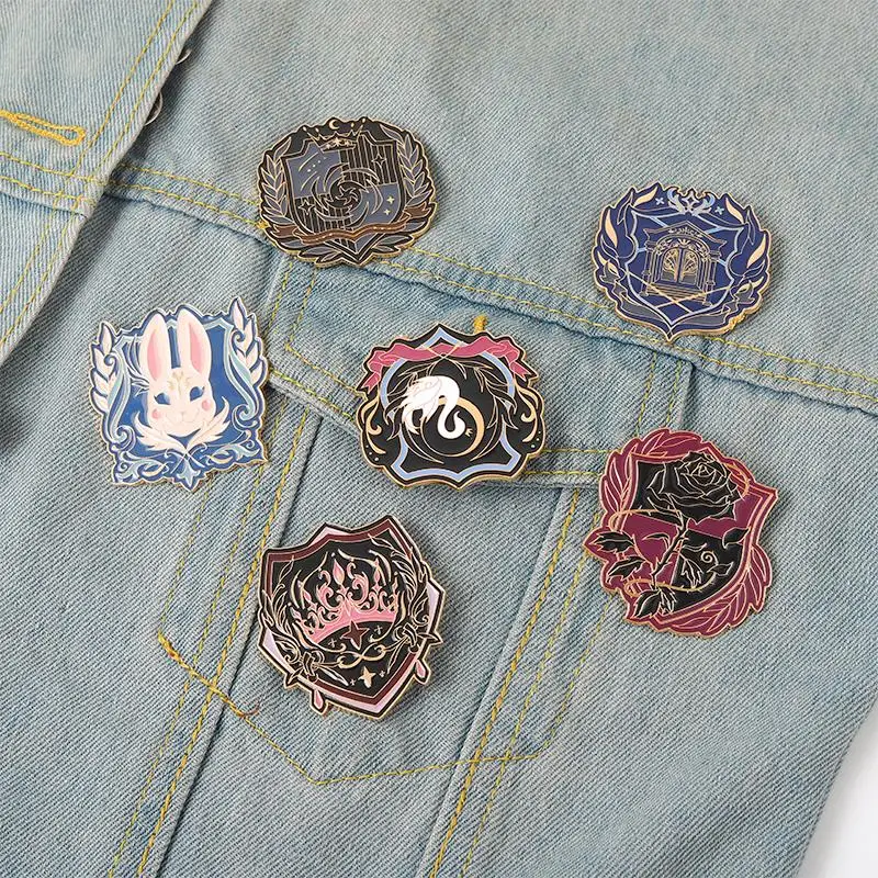 

Pins Custom Swan Rabbit Rose Crown Brooches Lapel Badges Punk Gothic Fashion Jewelry Gift for Friends jk Uniform Enamel