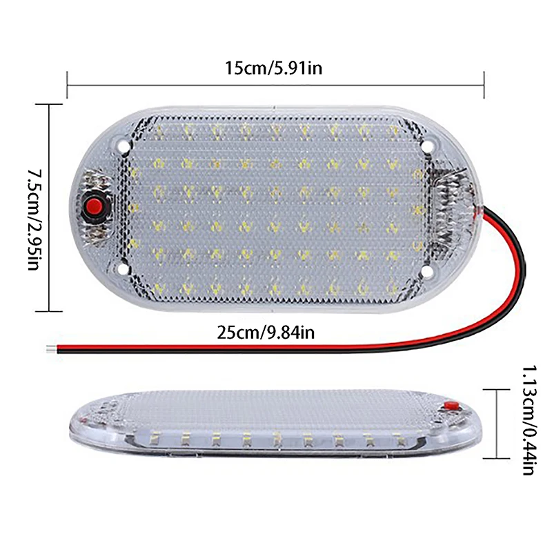 60LED 12V-85V LED Car Vehicle Dome Roof Ceiling Reading Lamp Interior Roof Lights Car Forklift High Brightness Cabin Light Strip