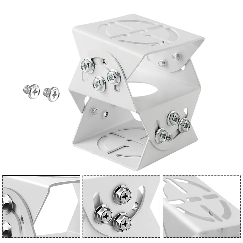 White Steel Security Camera Mounting Base 3 Adjustable Joint Rod For CCTV Surveillance LED Lighting Solar Panel Installatio