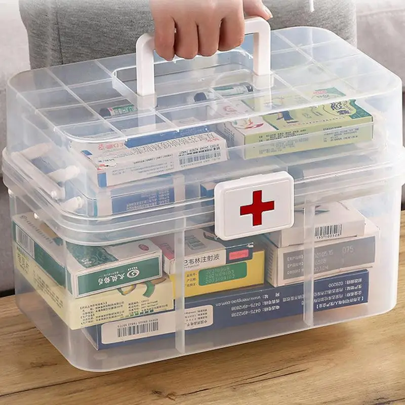 Medicine Box Organizer Storage 3 Layers Medicine Cabinet Family Kit Case Large Capacity Medicine Case Organizer with Handle