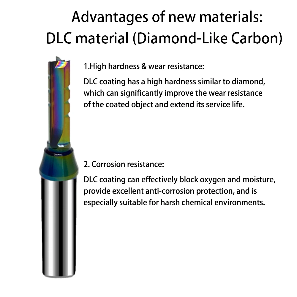 CNC Straight Router Bits 3 Flutes TCT Carbide Tipped End DLC Milling Cutter for Flush Trim Slotting Grooving Wood MDF Plywood