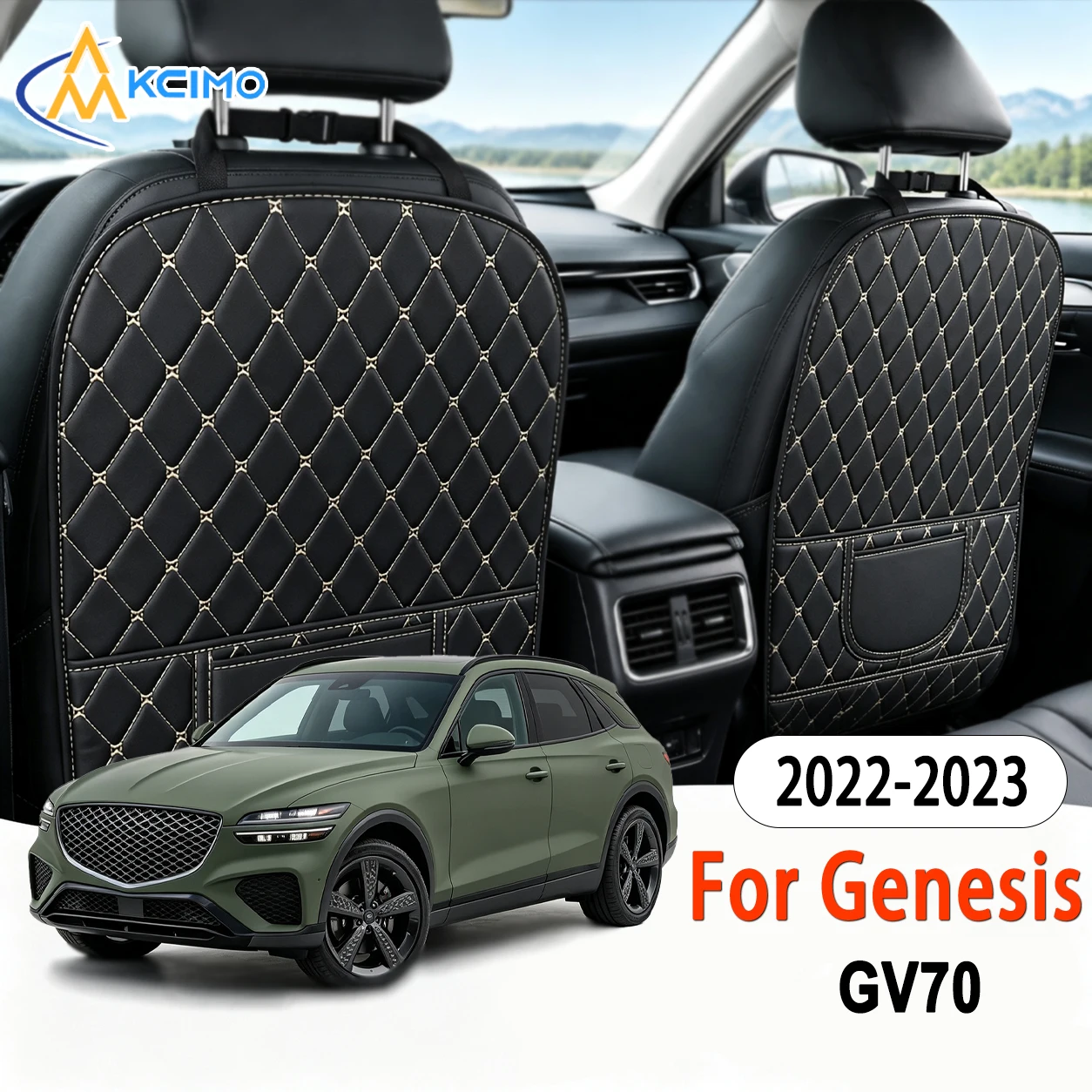 Quick Install PU Leather Rear Seat Anti-kick Mat For Genesis GV70 2022-2023 Excellent, Easy Clean Car Seat Accessories