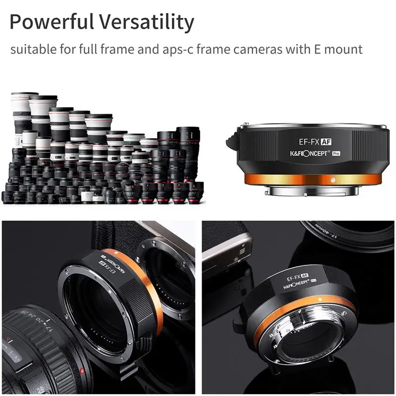 K&F CONCEPT EF-FX EF EF-S Lens Mount to FX Mount Camera Auto Focus Adapter Ring For Canon EF Lens to Fuji Fujifilm FX XF Camera