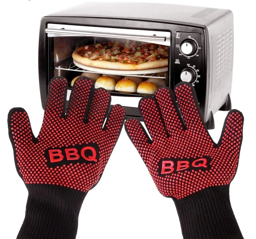 Silicone Microwave BBQ Gloves Barbecue Accessories High Temperature Grill Bbq Gloves Tools 2 Per Kit 28-35vm Heat Resistance