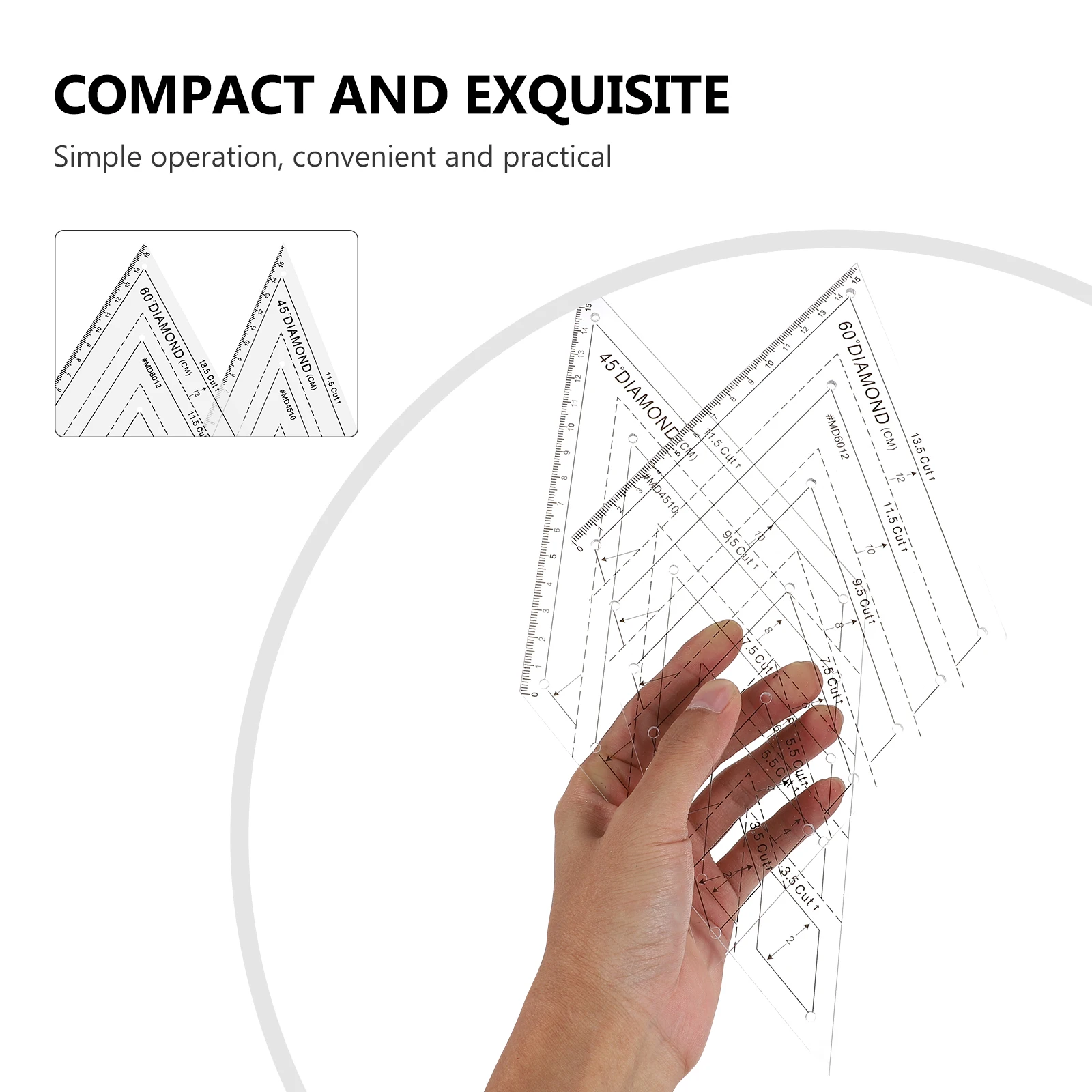 

2pcs Patchwork Ruler Shatter-Proof Plastic Diy Drawing Ruler For Fabric Sewing Quilting Craft Clear Measuring Tool Portable